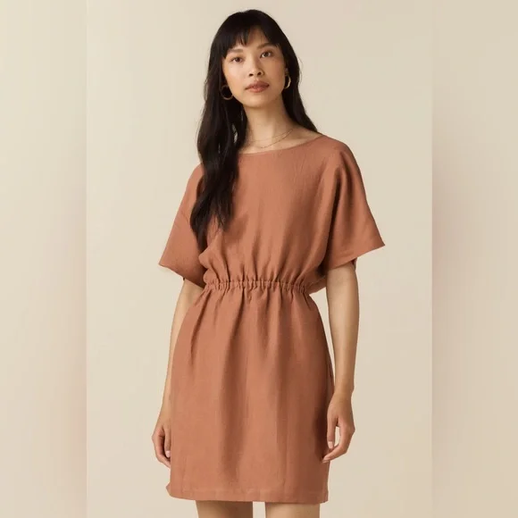 Vetta The Convertible Wrap Mini linen blend Dress in new clay - Picture 2 of 14